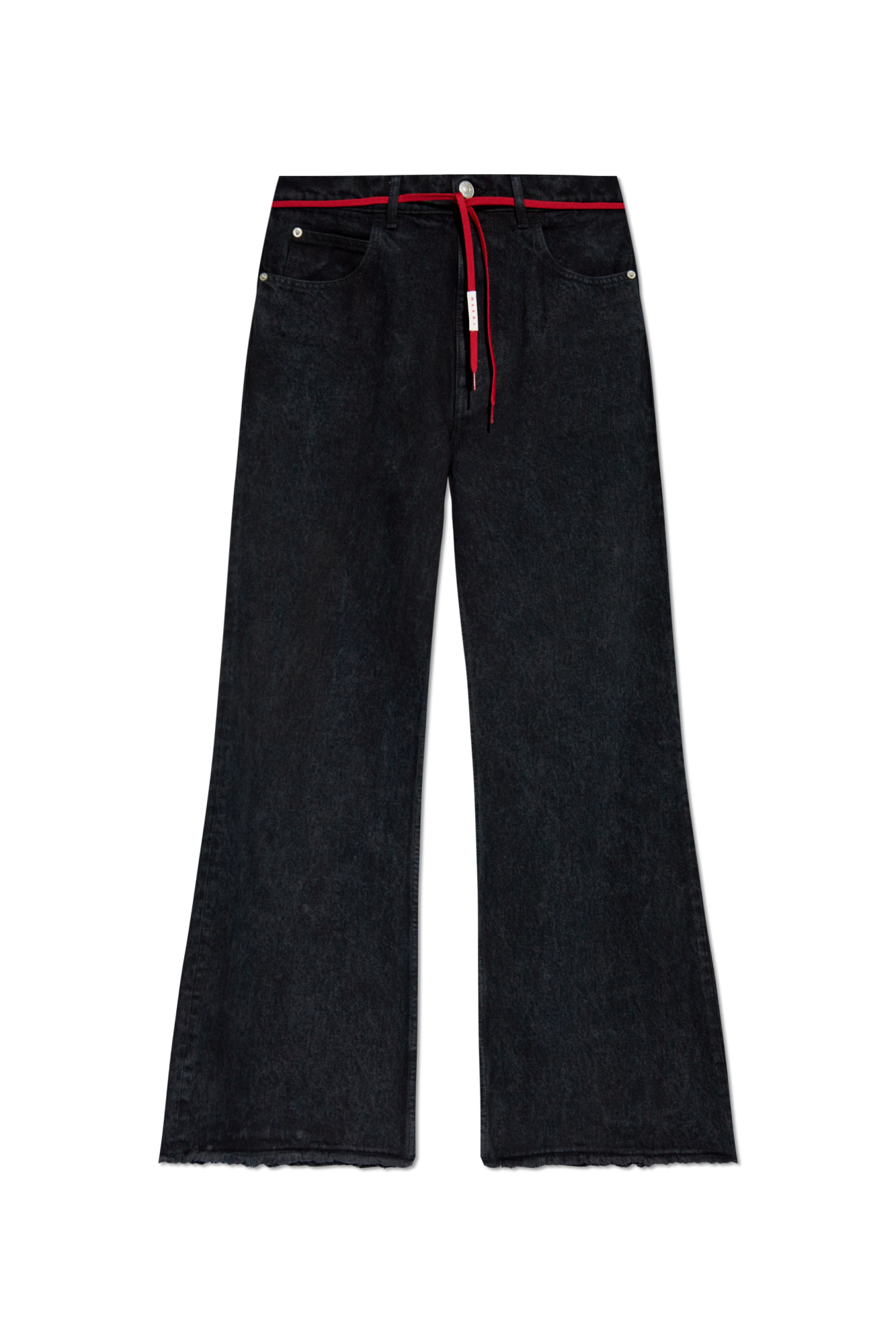 【関税＆送料込み】Marni Black Jeans With Tareped Leg And R Marni BLACK FLOCKED DENIM WIDE-LEG JEANS | REVERSIBLE